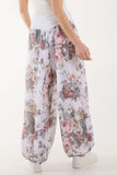 Roses Contrast Waist Harem Trousers For Women  - Dropwear