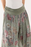 Light Blue Roses Contrast Waist Harem Trousers For Women ONE SIZE - Dropwear