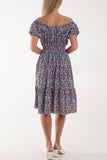 Ditsy Floral Bardot Midi Dress For Women  - Dropwear