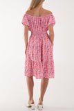 Ditsy Floral Bardot Midi Dress For Women  - Dropwear