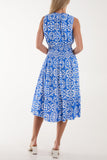 Jade Tile Print Elasticated Neck Midi Dress For Women ONE SIZE - Dropwear