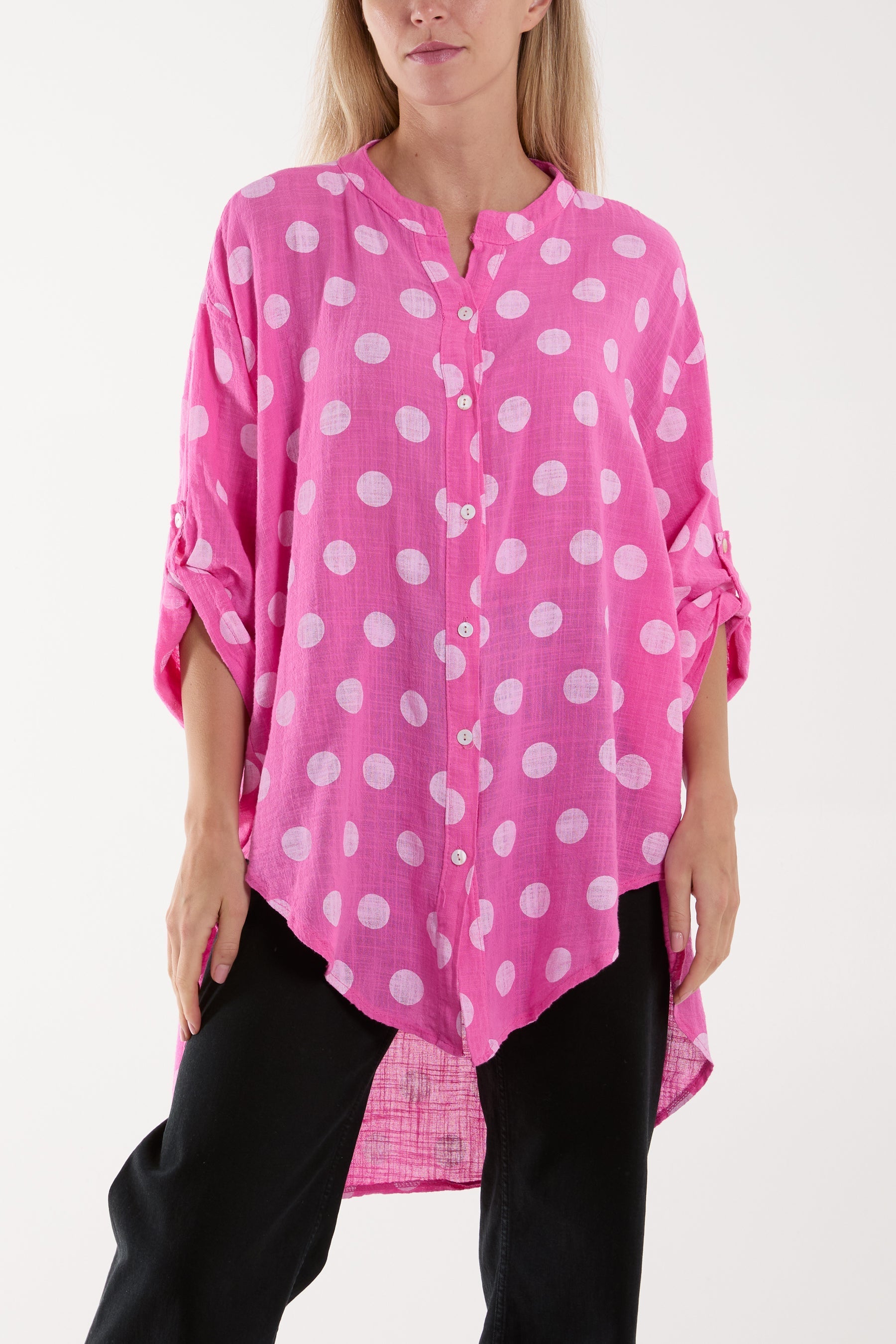 Polka Dot Cotton Shirt For Women  - Dropwear