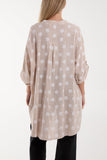 Khaki Polka Dot Cotton Shirt For Women ONE SIZE - Dropwear
