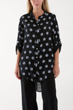 Hot Pink Polka Dot Cotton Shirt For Women ONE SIZE - Dropwear