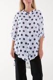 Black Polka Dot Cotton Shirt For Women ONE SIZE - Dropwear