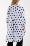 White Polka Dot Cotton Shirt For Women ONE SIZE - Dropwear
