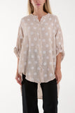 Beige Polka Dot Cotton Shirt For Women ONE SIZE - Dropwear