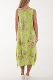 Flower Bouquet Sleeveless Linen Dress For Women  - Dropwear
