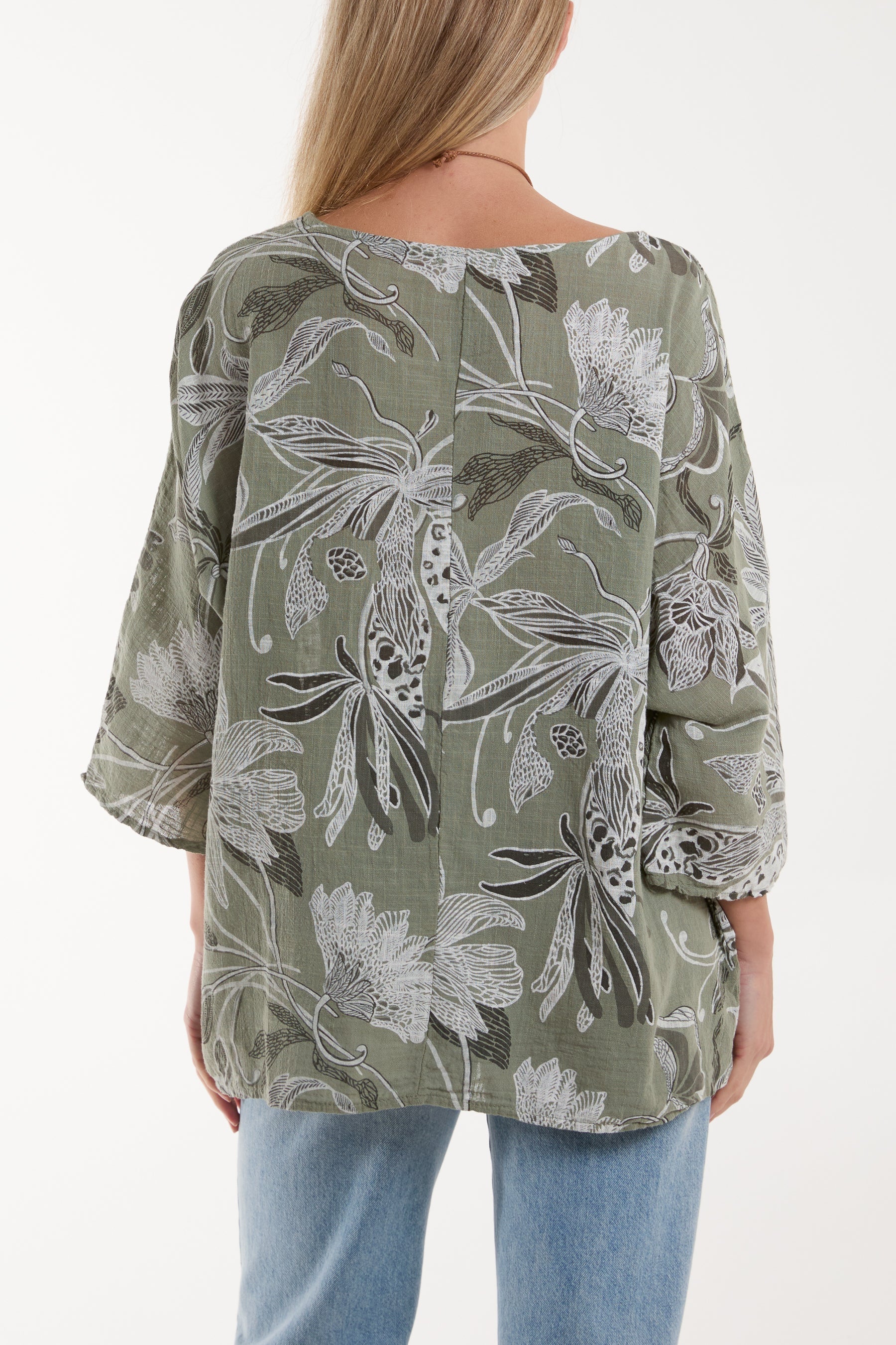 Necklace Botanical Flower Cotton Top For Women  - Dropwear
