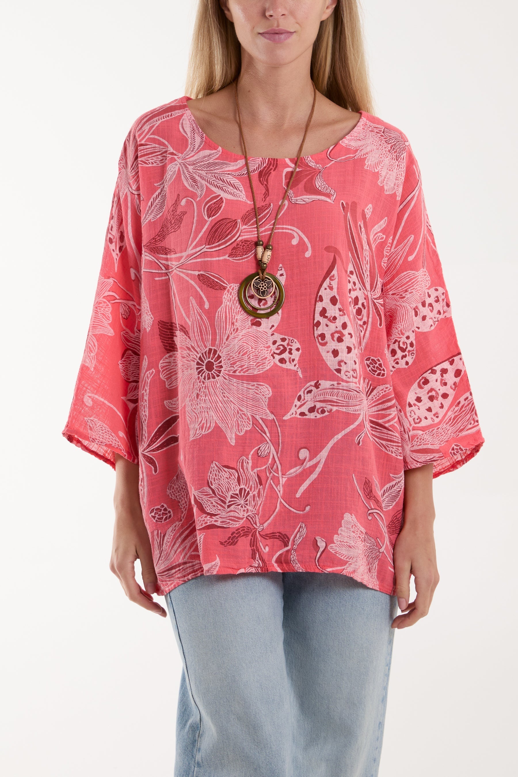 Necklace Botanical Flower Cotton Top For Women  - Dropwear