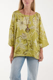 Black Necklace Botanical Flower Cotton Top For Women ONE SIZE - Dropwear