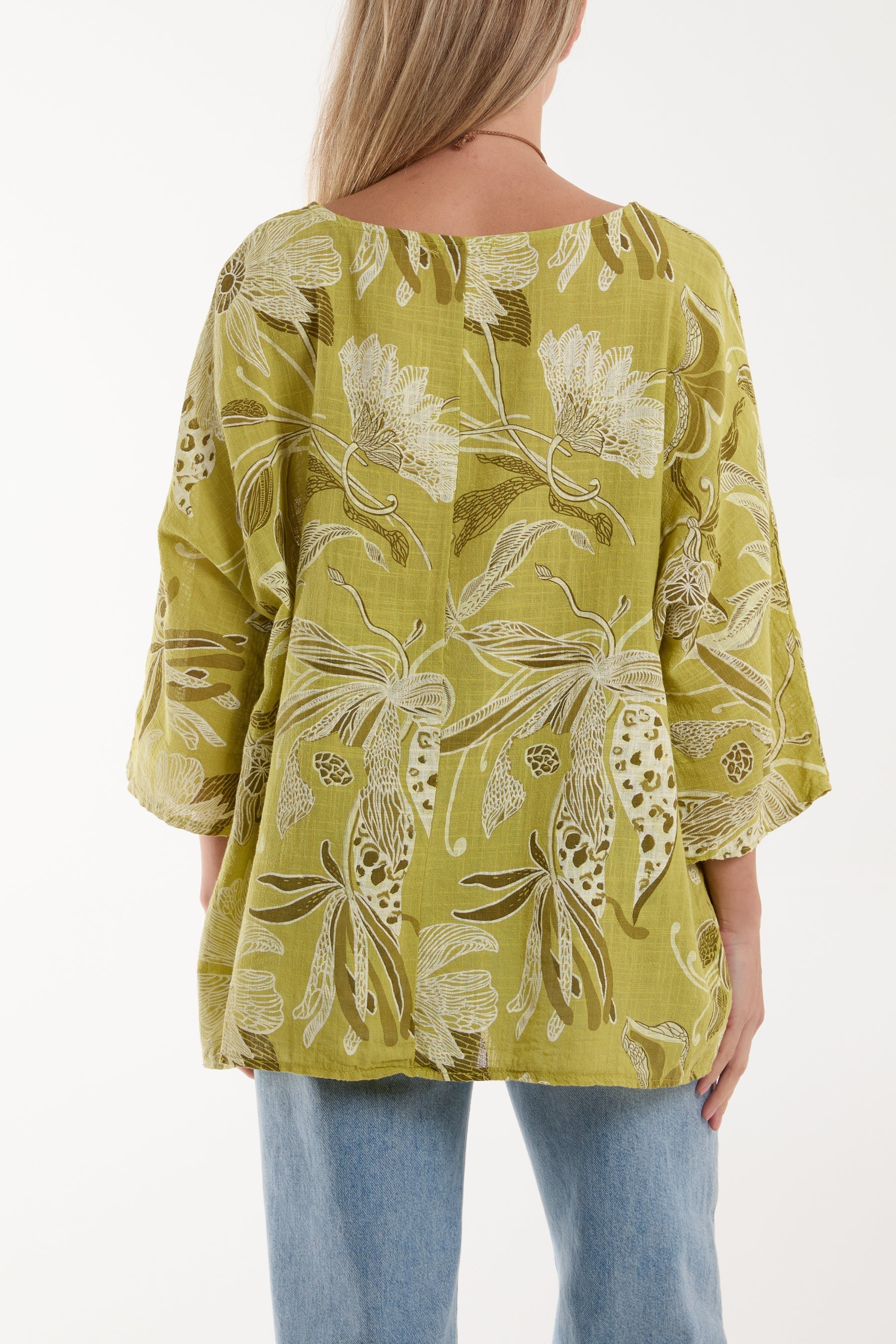 Coral Necklace Botanical Flower Cotton Top For Women ONE SIZE - Dropwear