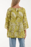 Coral Necklace Botanical Flower Cotton Top For Women ONE SIZE - Dropwear