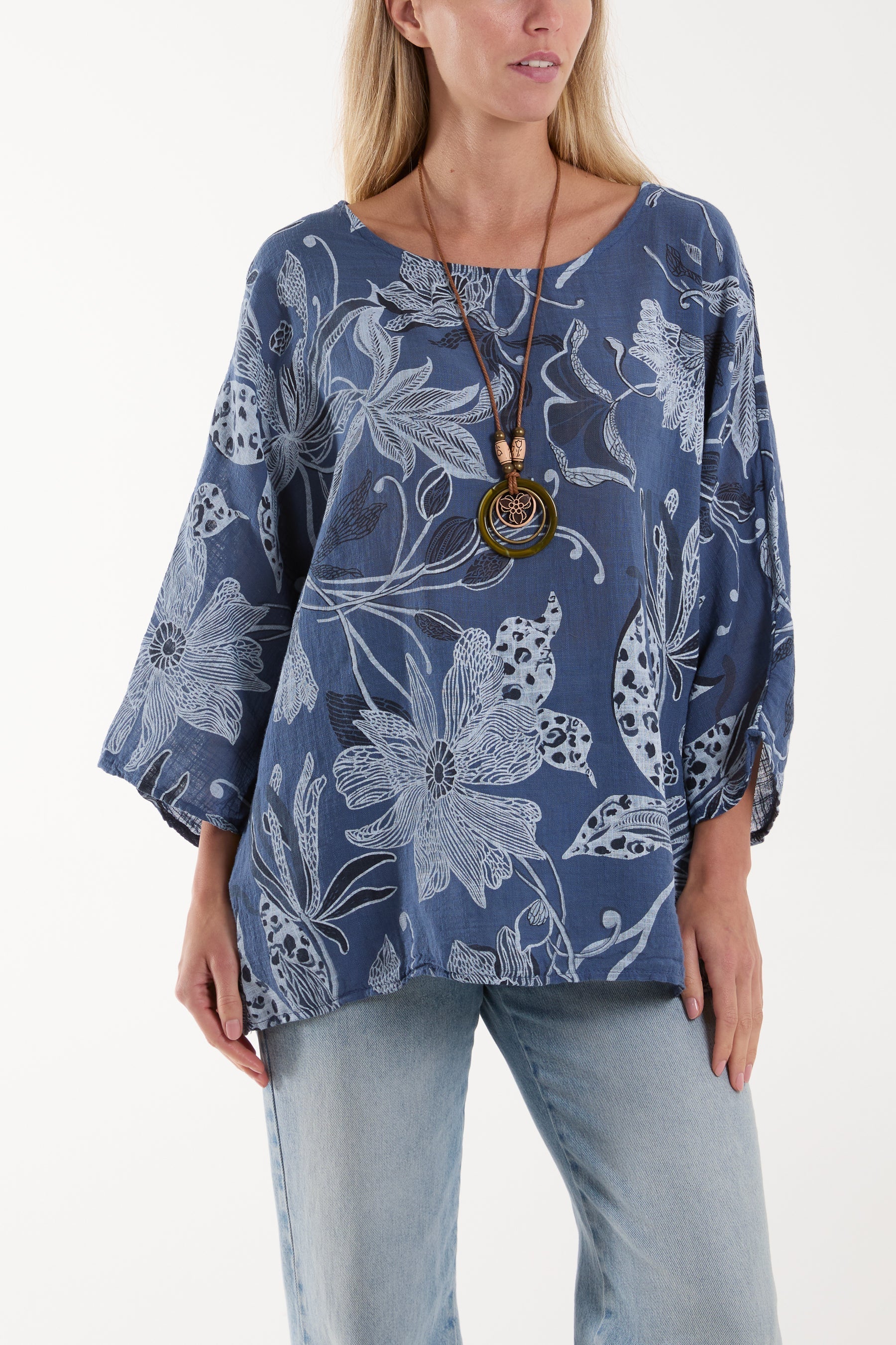 Necklace Botanical Flower Cotton Top For Women  - Dropwear
