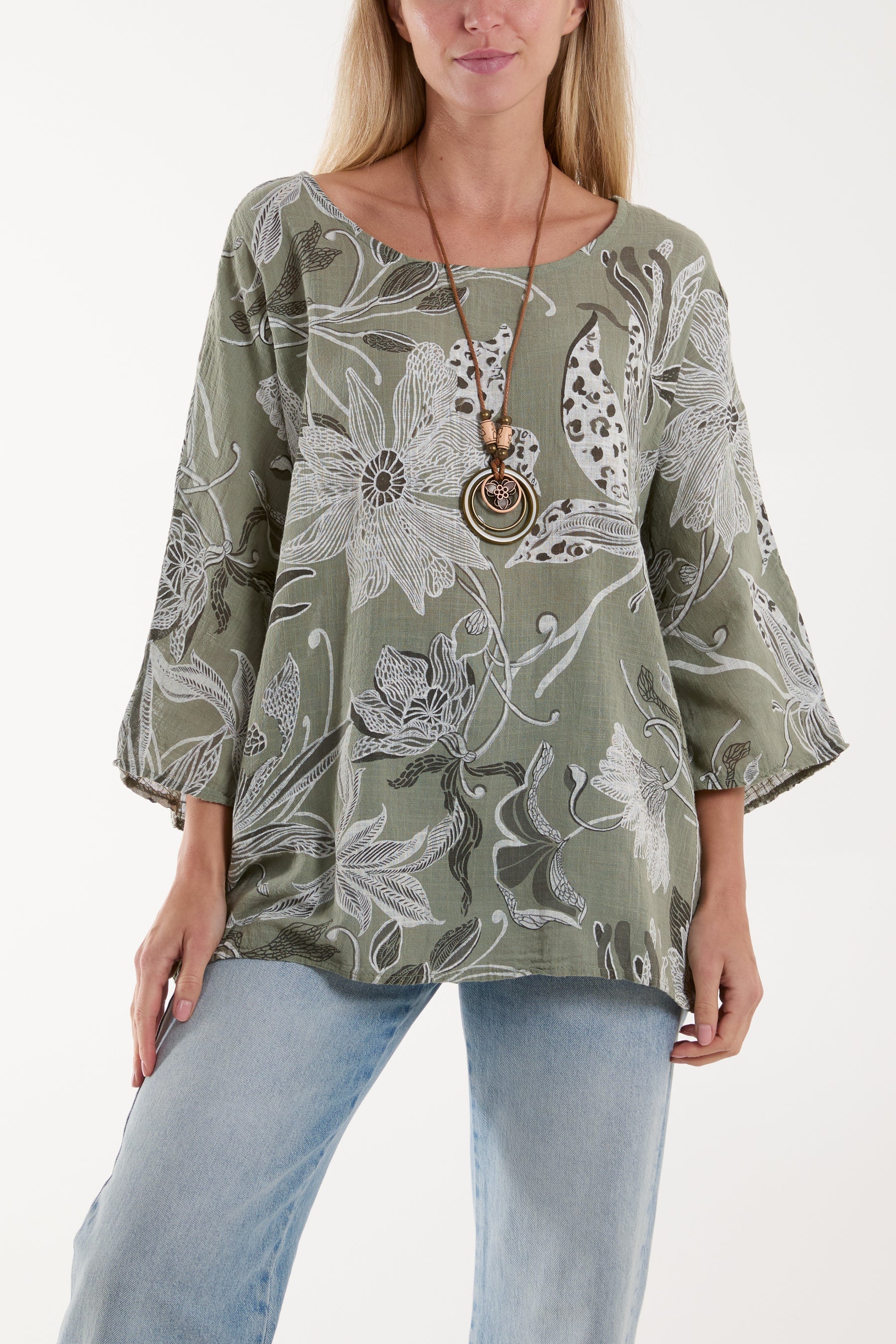 Necklace Botanical Flower Cotton Top For Women  - Dropwear