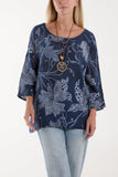 Olive Necklace Botanical Flower Cotton Top For Women ONE SIZE - Dropwear
