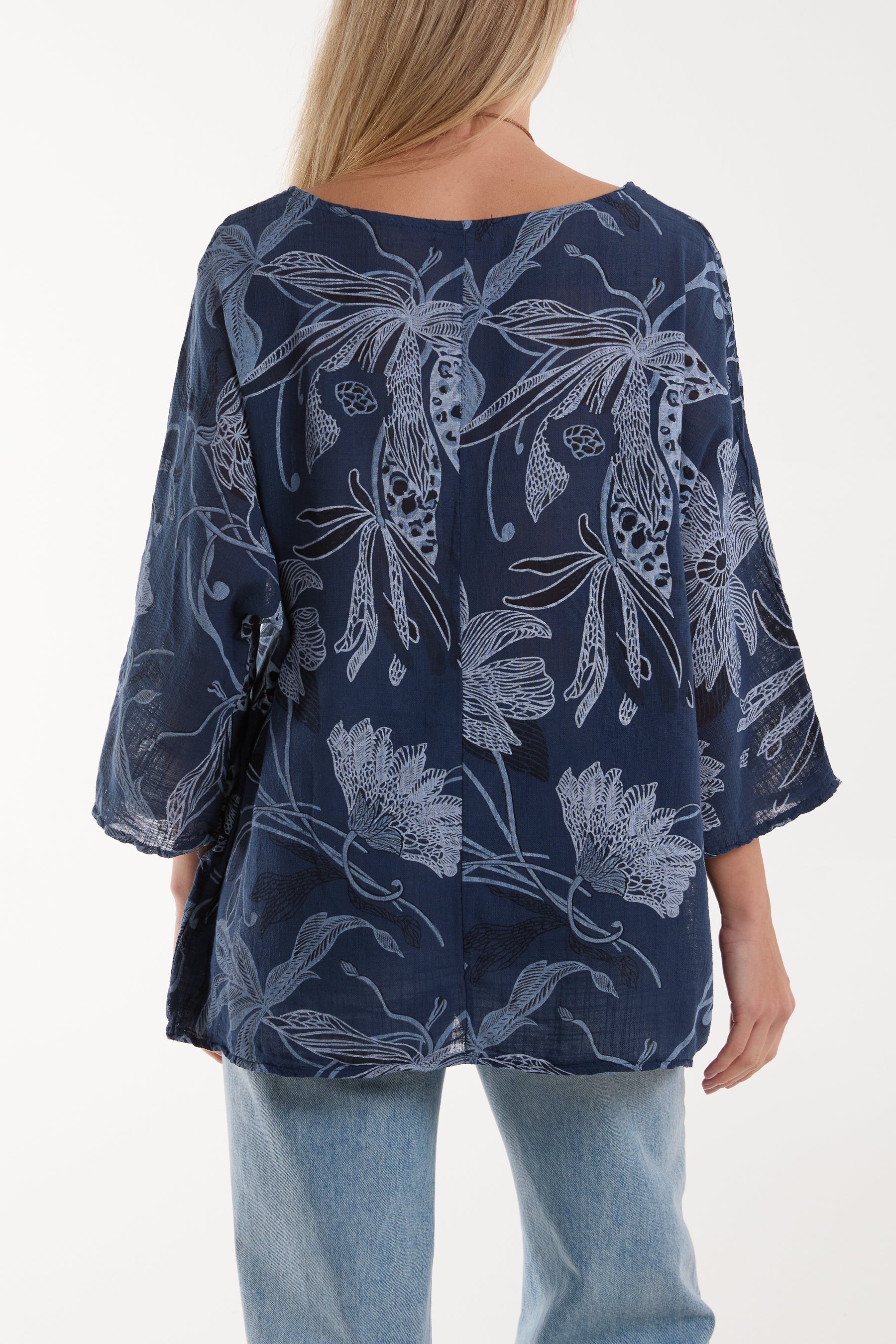 Khaki Necklace Botanical Flower Cotton Top For Women ONE SIZE - Dropwear