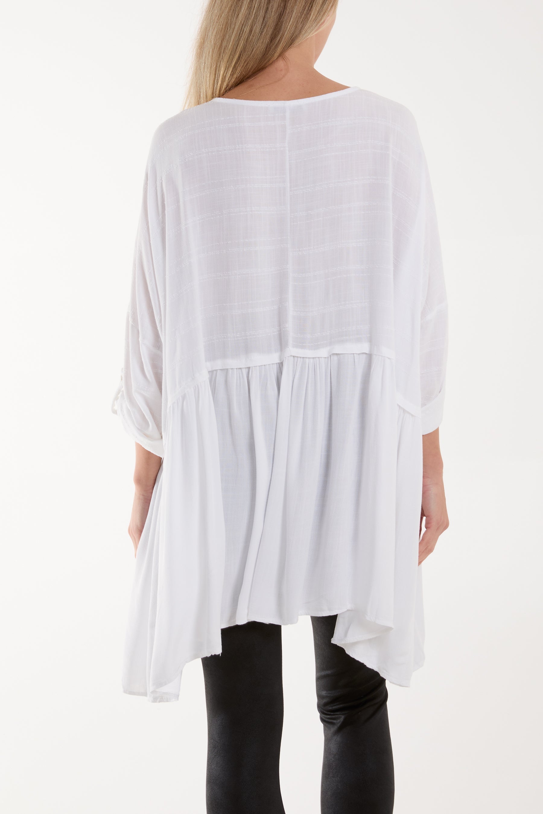 Texture Stripe Asymmetric Hem Top For Women  - Dropwear