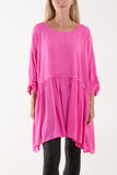 Royal Blue Texture Stripe Asymmetric Hem Top For Women ONE SIZE - Dropwear