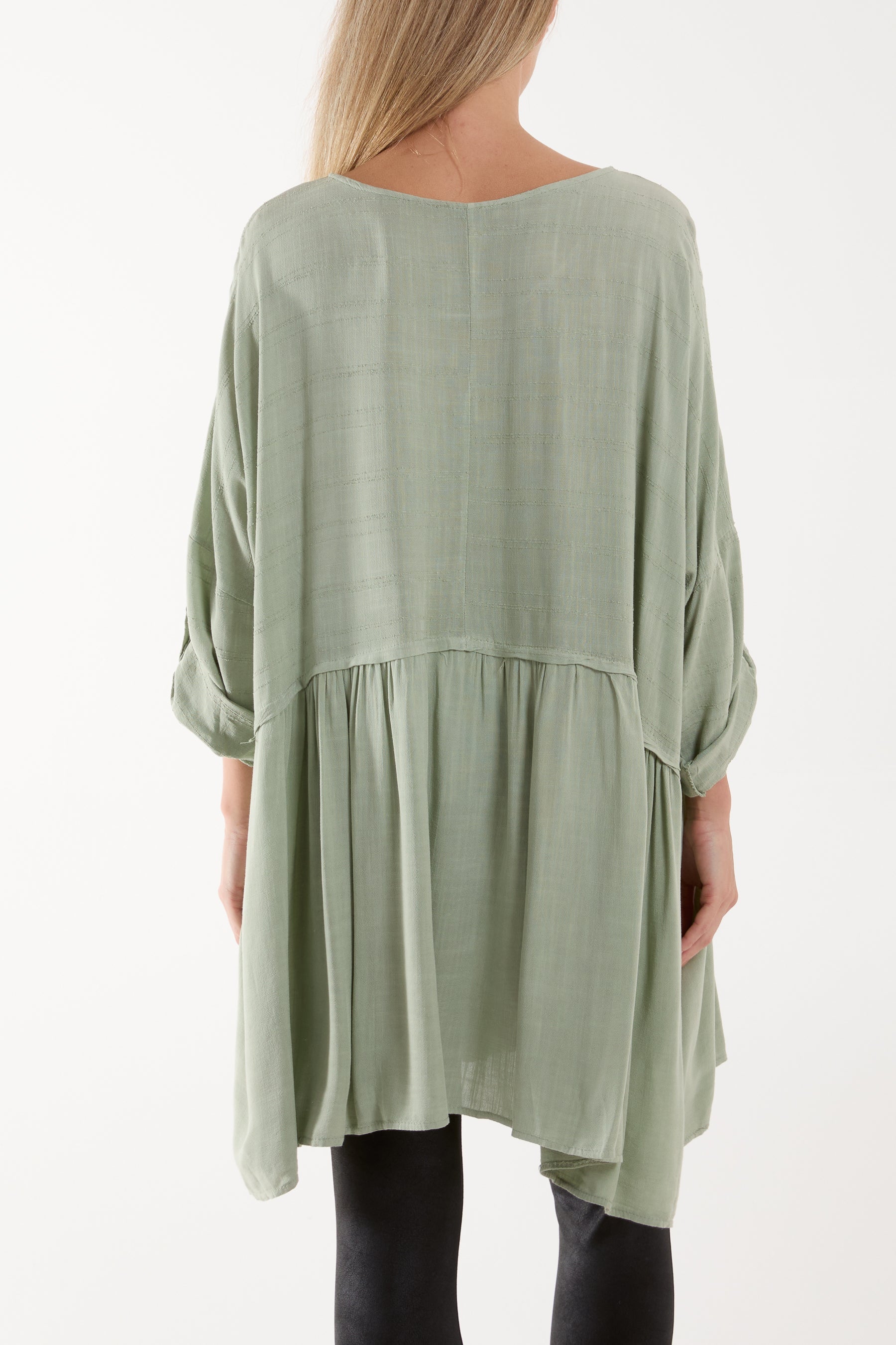 White Texture Stripe Asymmetric Hem Top For Women ONE SIZE - Dropwear