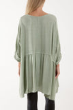 White Texture Stripe Asymmetric Hem Top For Women ONE SIZE - Dropwear