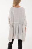 Light Blue Texture Stripe Asymmetric Hem Top For Women ONE SIZE - Dropwear
