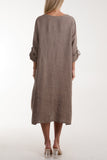 Linen Tied Hem Pockets Dress For Women  - Dropwear