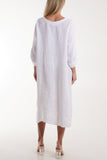 Linen Tied Hem Pockets Dress For Women  - Dropwear