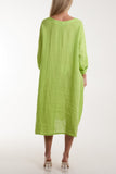 Linen Tied Hem Pockets Dress For Women  - Dropwear