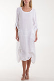 Linen Tied Hem Pockets Dress For Women  - Dropwear