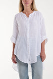 Lime Grandad Collar Cotton Shirt For Women ONE SIZE - Dropwear