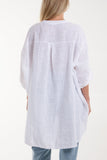 Light Blue Grandad Collar Cotton Shirt For Women ONE SIZE - Dropwear