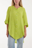 Grandad Collar Cotton Shirt For Women  - Dropwear