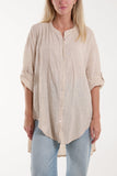 Grandad Collar Cotton Shirt For Women  - Dropwear