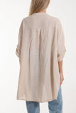 Grandad Collar Cotton Shirt For Women  - Dropwear
