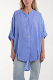 Grandad Collar Cotton Shirt For Women  - Dropwear