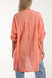Black Grandad Collar Cotton Shirt For Women ONE SIZE - Dropwear