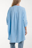 White Grandad Collar Cotton Shirt For Women ONE SIZE - Dropwear