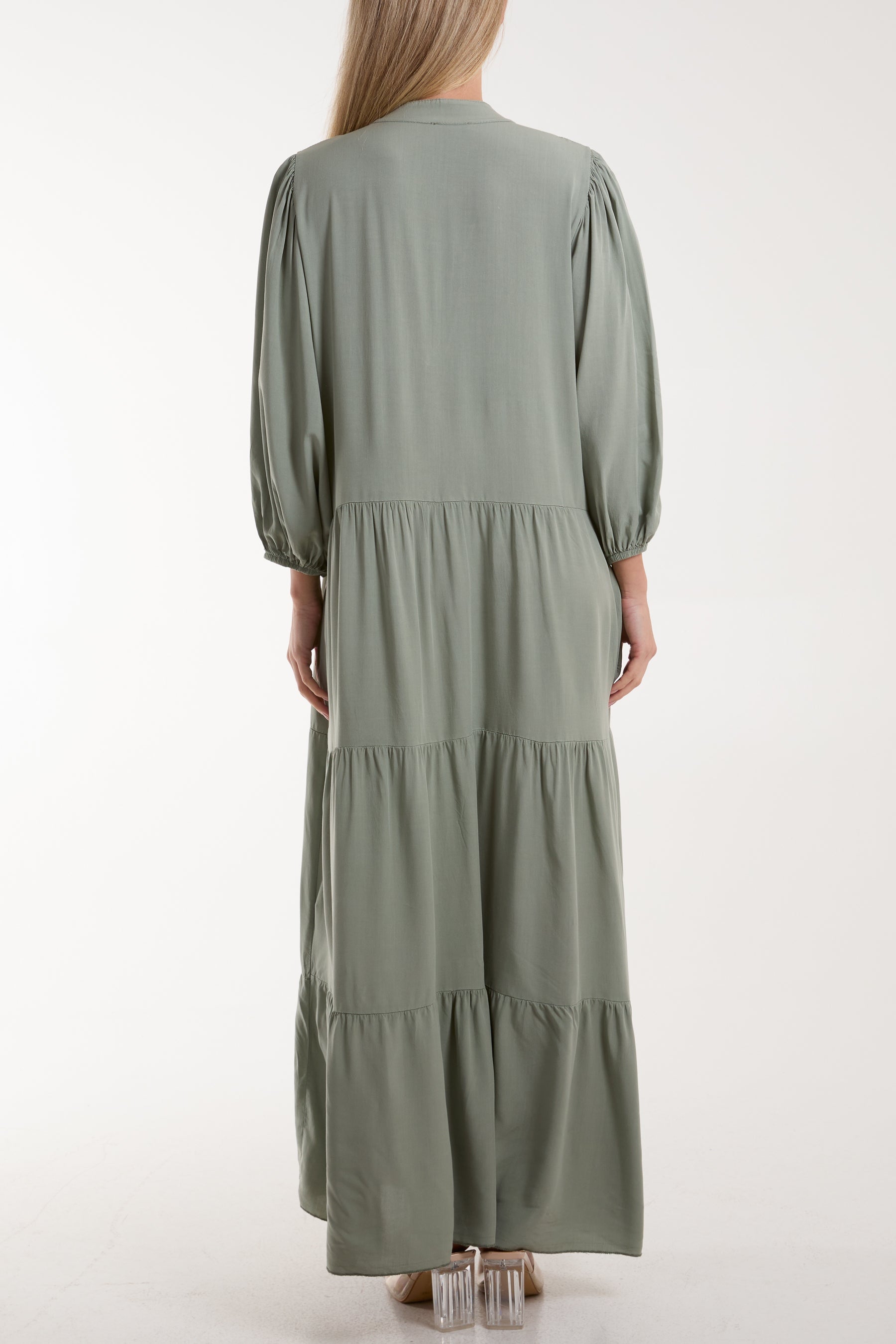 Tiered Maxi Shirt Dress For Women  - Dropwear