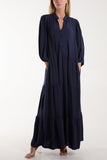 Tiered Maxi Shirt Dress For Women  - Dropwear