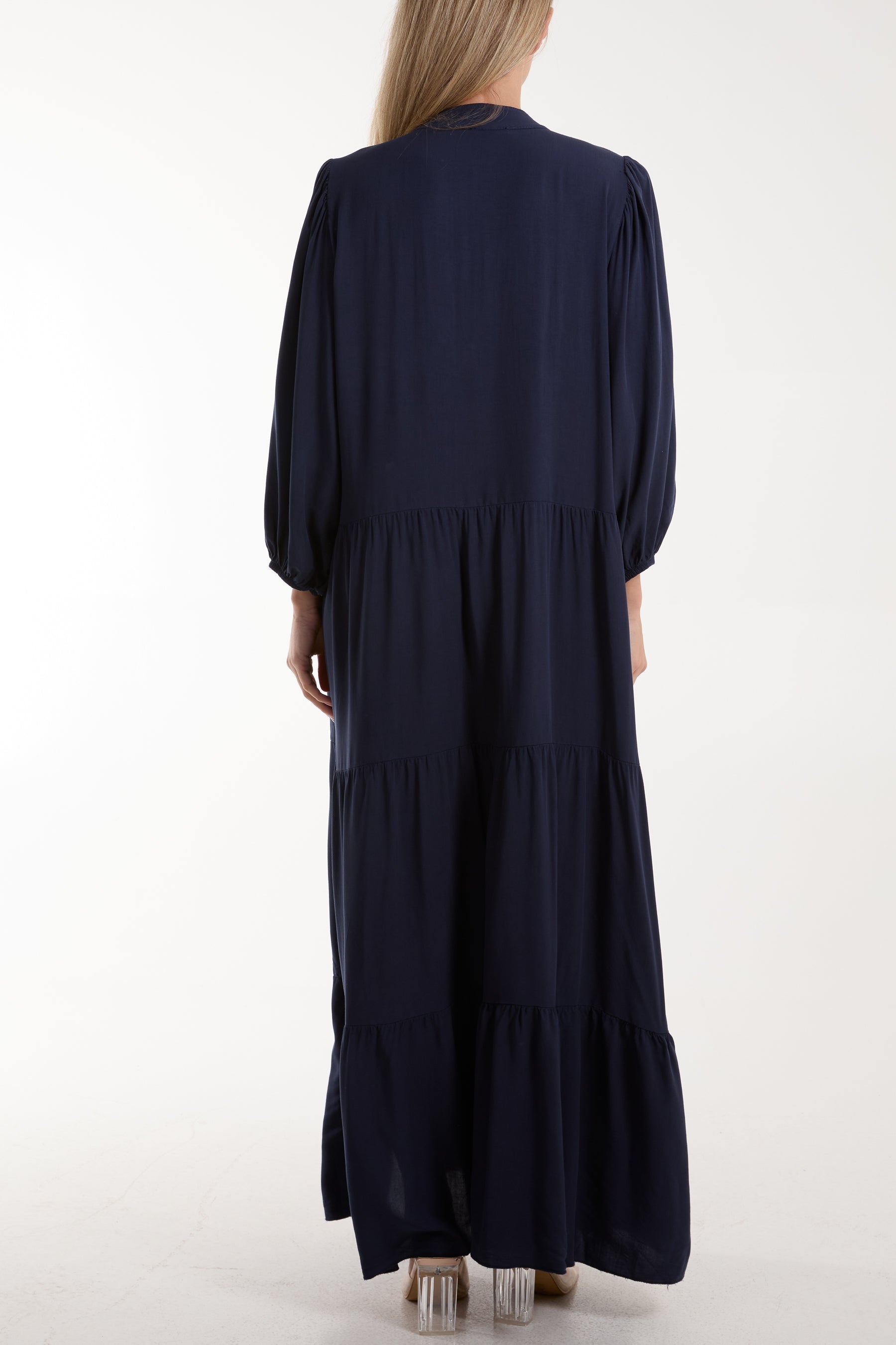 Tiered Maxi Shirt Dress For Women  - Dropwear