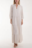 Denim Tiered Maxi Shirt Dress For Women ONE SIZE - Dropwear
