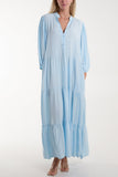 Apple Green Tiered Maxi Shirt Dress For Women ONE SIZE - Dropwear