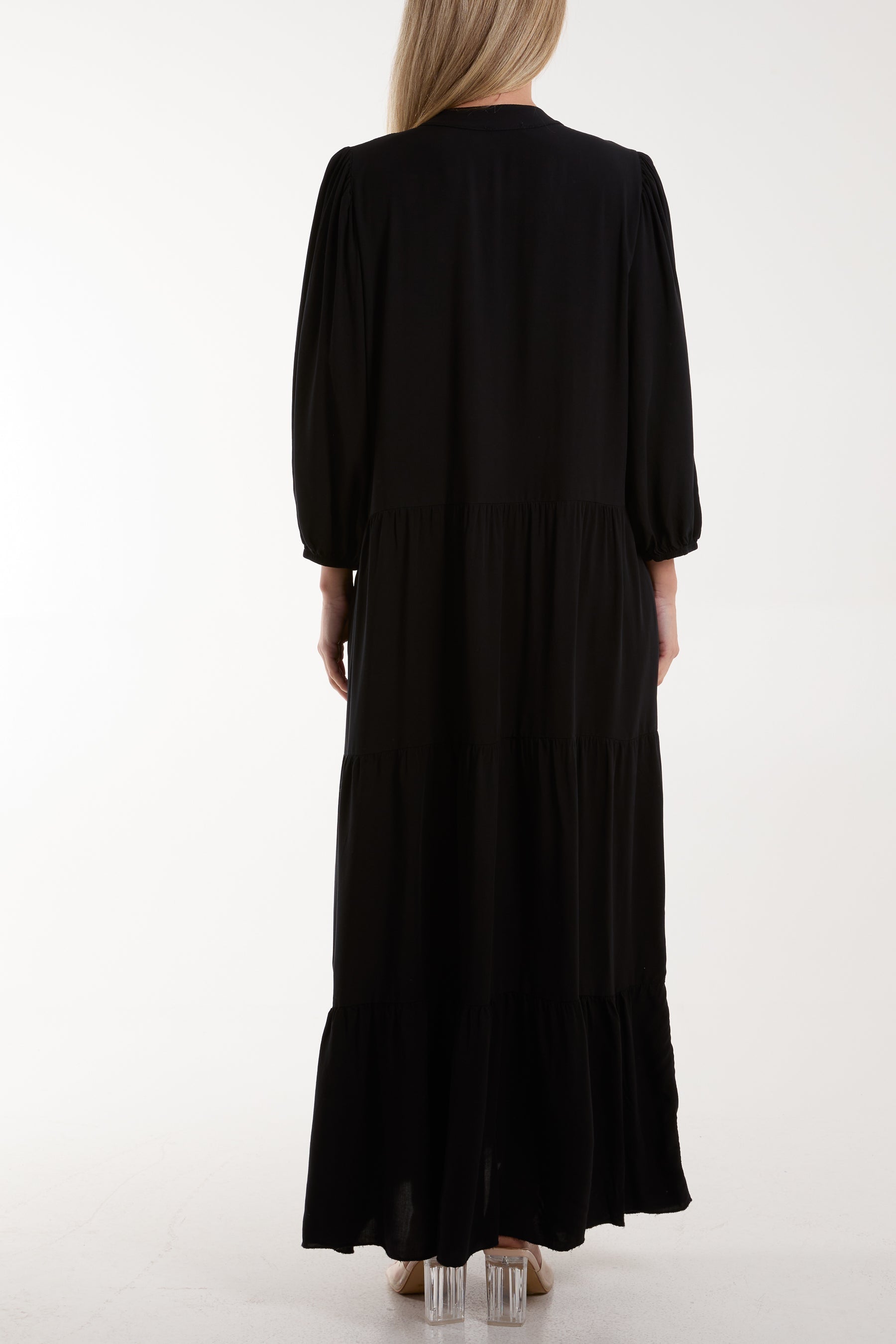 Tiered Maxi Shirt Dress For Women  - Dropwear