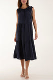 Bow Neck Halter Tiered Midi Dress For Women  - Dropwear