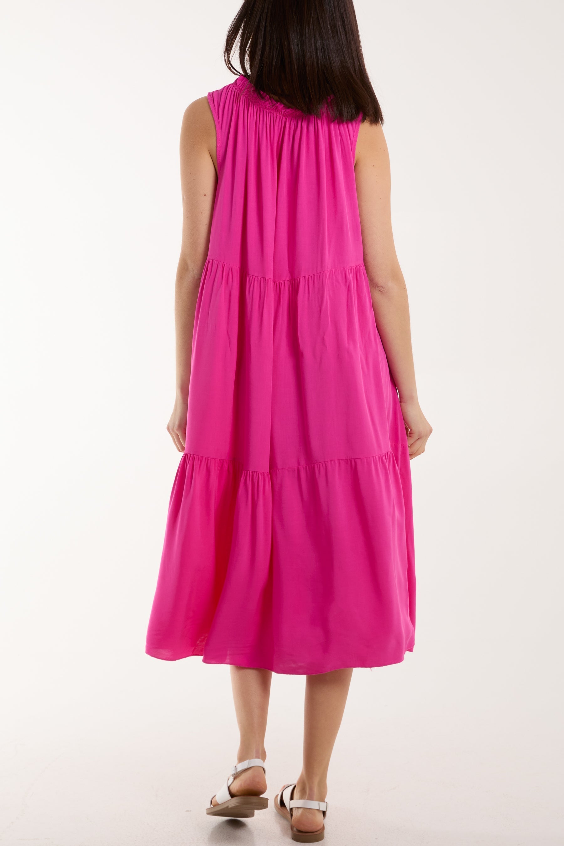 Bow Neck Halter Tiered Midi Dress For Women  - Dropwear
