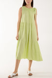 Lime Bow Neck Halter Tiered Midi Dress For Women ONE SIZE - Dropwear