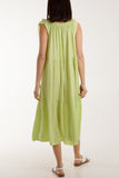 Light Blue Bow Neck Halter Tiered Midi Dress For Women ONE SIZE - Dropwear