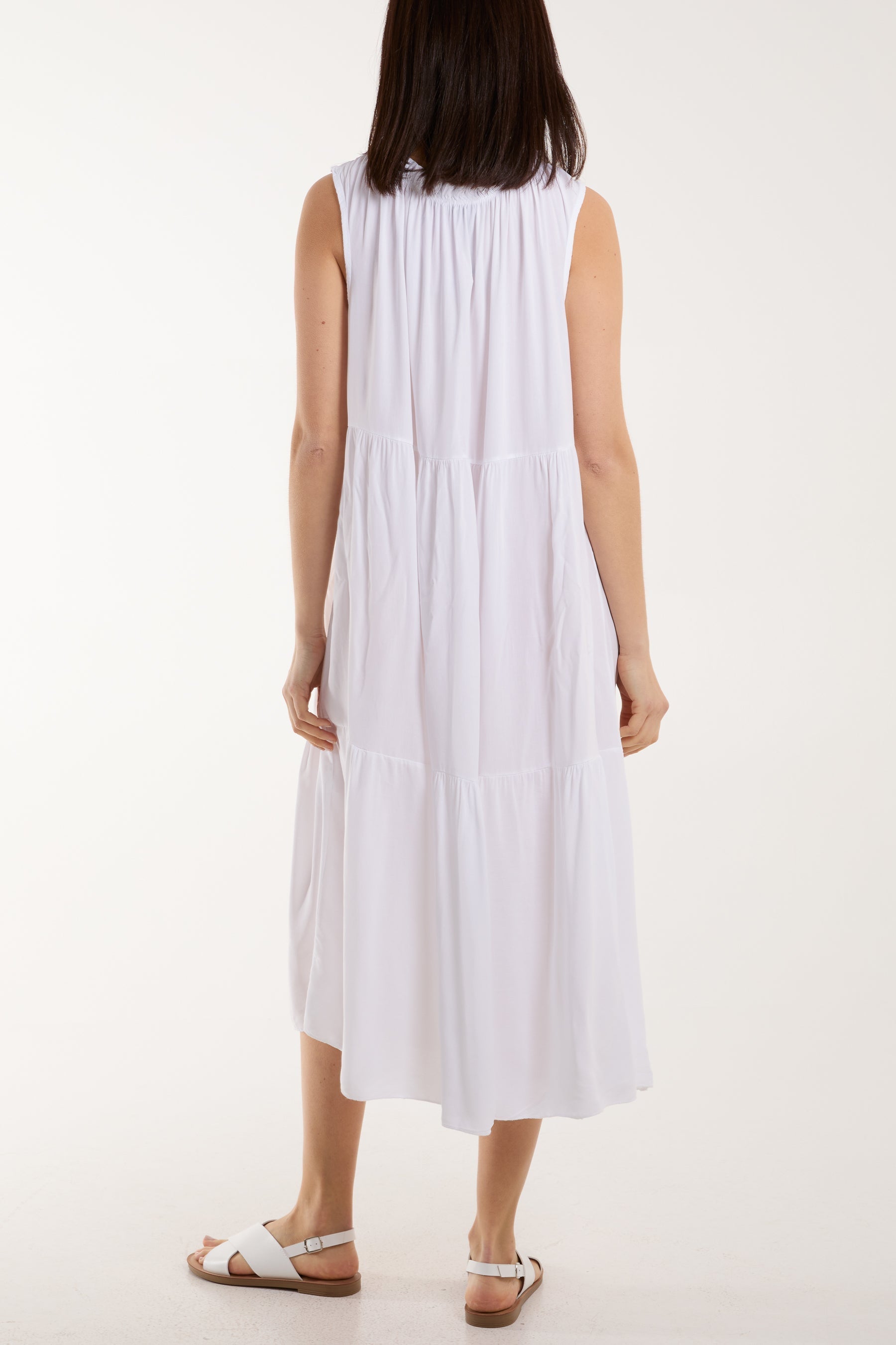 Bow Neck Halter Tiered Midi Dress For Women  - Dropwear