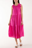 Bow Neck Halter Tiered Midi Dress For Women  - Dropwear